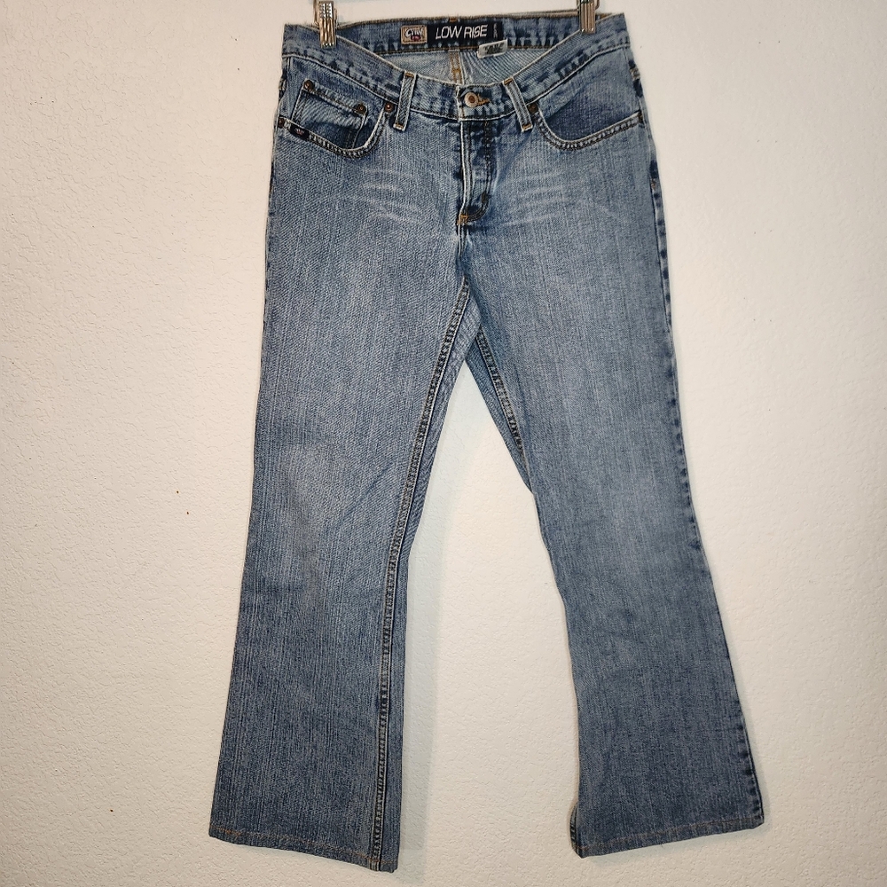 Cruel Girl Low-Rise Relaxed Light Blue Flare Jeans, Size 7R